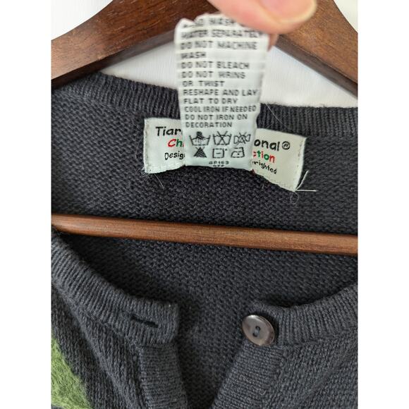 Vintage Tiara International Christmas Collection Cardigan Sweater Large Gray - Picture 6 of 8
